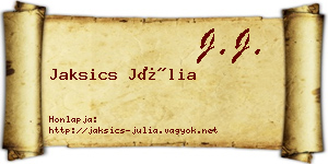 Jaksics Júlia névjegykártya